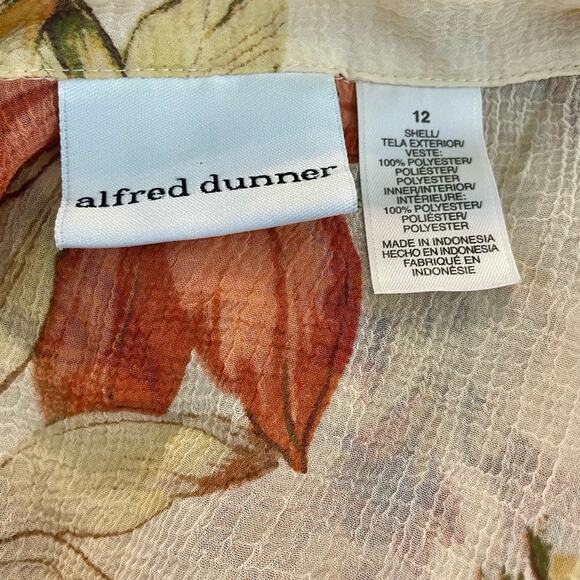 Vintage 90s Alfred Dunner Button Up Blouse Floral Sheer Cardigan Ruffle sleeve - Picture 6 of 9